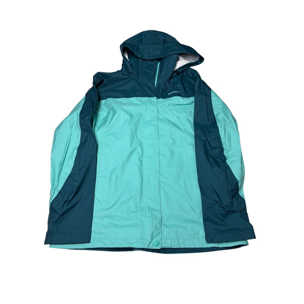 Marmot‎ Teal Teal Colorblock Hooded Rain Jacket Lightweight Size L